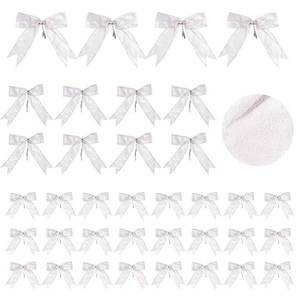 lot 4384 image: Waydress 36 Pieces Bow Decor, Christmas Tree Bow Ornament, Glitter Ribbon Bowknot for Wreath Garland, Party Crafts Home Decoration, 3 Sizes 4.3 x 4.7, 5.1 x 5.5, 6.3 x 6.7 Inch(White)