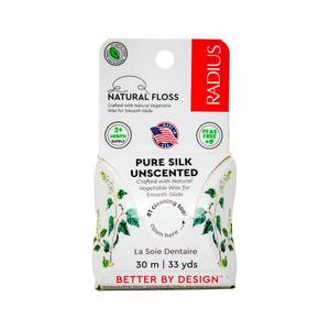 lot 4386 image: Radius Natural Unscented Silk Dental Floss 33 Yards Vegan & Non-Toxic Oral Care Boost & Designed to Help Fight Plaque Clear - Pack of 1