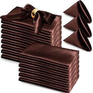 lot 4388 image: RUDONG M 72 Pack Chocolate Brown Satin Napkin, 17 x 17 Inch Square Cloth Napkins, Soft Fabric Napkin with Scalloped Edges, Reusable Washable Dinner Table Napkins for Wedding, Banquet, Party