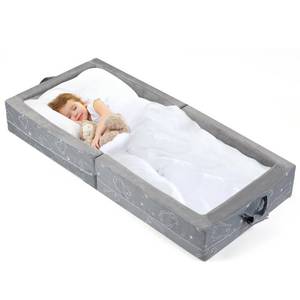 lot 5409 image: Umoving Portable Toddler Travel Bed �� Foldable Soft Foam Floor Crib with Washable Cover, Built-in Safety Rails, No Assembly, Compact for Travel & Home Use, Grey