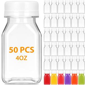 lot 5425 image: Gerrii 50 Pcs 4 oz Liquid Vial Plastic Juice Bottle with Lid Reusable Clear Beverage Container, Freezer Safe, Leakproof for Juice, Milk, Smoothies, Drinking, Fridge, Water and Other Beverages