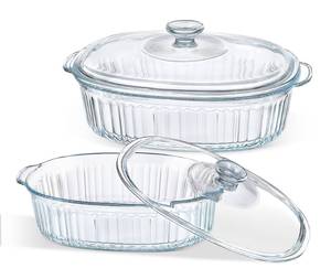lot 5427 image: M MCIRCO 4-Piece Glass Casserole Baking Dish, Set of 2 Casseroles With Glass Lids, 1.9 Qt and 3 Qt