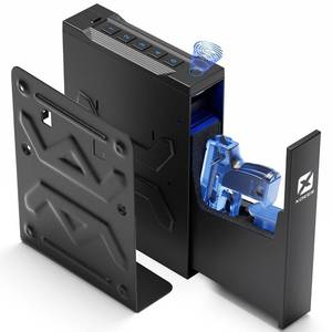lot 5430 image: Biometric Gun Safe for Nightstand, Desk, Bedside Mounted, Auto Open Pistol Safe, Drawer Handgun Safe with Internal LED light, Silent mode, Quick Access Gun Lock Box with Fingerprint, PIN Code, Key