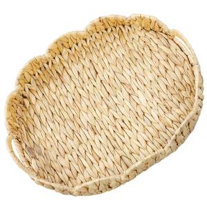 lot 5433 image: Coeusy 16.5 Wicker Scalloped Serving Tray,Elliptical Rattan Tray for Countertop,Desktop,Both Decorative & Organizing
