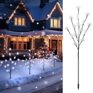 lot 5434 image: Brightown Snowflake Lights Outdoor Pathway, 4 Packs Lighted Branches Christmas Yard Decor, Small Christmas Tree with Lights, Twig Branch Light Outdoor Christmas Decorations Yard, White