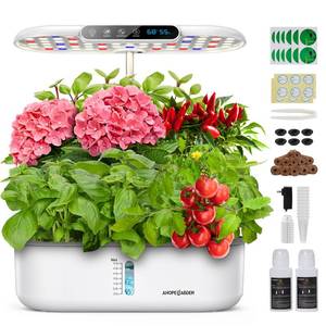 lot 5447 image: Ahopegarden Hydroponics Growing System kit Indoor Herb Garden - 12 Pods Plant Germination Kit with LCD Display and LED Grow Light, Smart Temp & Humidity Detection, Planter Grower for Vegetables