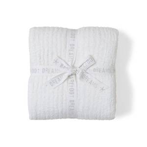 lot 5457 image: Barefoot Dreams Womens CozyChic Ribbed Throw, Pearl, Off White, One Size