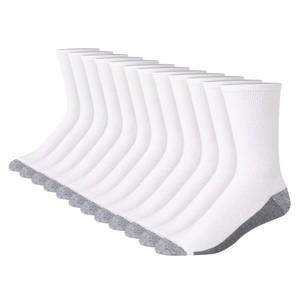 lot 5471 image: Hanes Mens Max Cushioned Socks, Moisture-wicking With Odor Control, Multi-pack Crew, WhiteGrey Foot Bottom - 12 Pack, 6-12 US