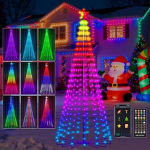lot 5488 image: Holaurora 8FT Lighted Outdoor Christmas Tree, 340 LED Smart Cone Tree, Music Sync RGB Fairy Lights, LED Light Show, APP and Remote Control, Timer Function, Perfect for Outdoor Christmas Decorations