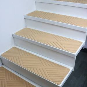 lot 5494 image: 15 Pack Non-Slip Carpet Stair Runners Treads for Indoor Wooden Step with Adhesive Peel and Stick Rug Anti Moving Staircase Covers Mats, Reusable Washable Adhesive (15, Gold Strip, 30X8)