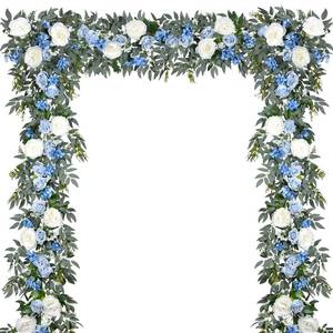 lot 5495 image: DearHouse 2Pack Artificial Peony Flower Garland - 6ftStrand Silk Peony Flower Greenery Garland with Fake Willow Leaves for Wedding Ceremony Backdrop Party Table Centerpieces Decor (Blue)
