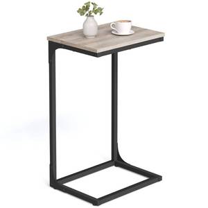 lot 5498 image: VASAGLE C-Shaped End Table, Side Table for Sofa, Couch Table with Metal Frame, Small TV Tray Table for Living Room, Bedroom, Greige and Black ULET353B02