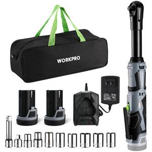 lot 5510 image: WORKPRO 12V 40 Ft-lbs Power Ratchet Wrench Kit with 10-Piece Socket Accessory Set, 1-Hour Fast Charger, 2.0Ah Lithium-Ion Batteries
