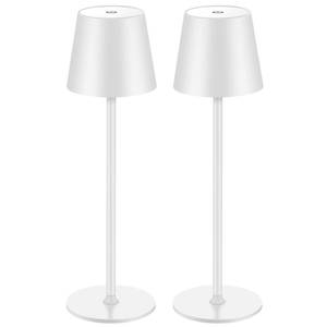 lot 5519 image: BGFHome 2Pack Cordless Table Lamp LED Desk Lamp,5000mAh Rechargeable Touch Night Light Wireless Minimalist Design for Couple DinnerRestaurantBedroomBarsOutdoor PartyCampingCoffee Shop��White
