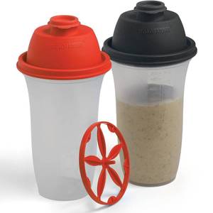 lot 5520 image: SIGNORA WARE Shaker Bottles  17-Ounce Plastic Protein Shake Bottle for Meal Replacement Shakes & Smoothies, Beverages, Mixing Salad Dressing & Sauces, Margarita, & More  2 Pack