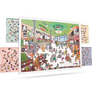 lot 5541 image: Playboda 2-in-1 Rotating & Tilting Puzzle Board for 1500��Piece Puzzles with 4 Color Drawers and Cover, 32x24 Portable Spinning Plastic Jigsaw Puzzle Table for Adults