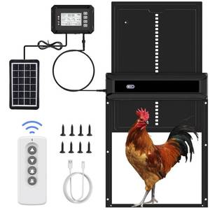 lot 5544 image: Large Size Automatic Chicken Coop Door Solar Powered Chicken Door with Independent LCD Display and Remote Control, Anti-Pinch & Aluminum Alloy Weather Proof Electric Coop Accessories with 4 Modes used