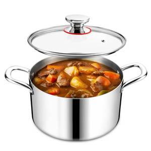 lot 5554 image: 4QT Stock Pot with Lid, Homikit 1810 Tri-Ply Stainless Steel Cookware Stockpot, Induction Cooking Pot Compatible with All Stove for Soup Pasta Steaming and Stewing, Dishwasher Safe