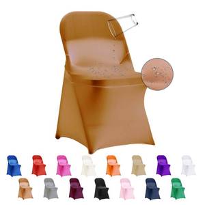 lot 5555 image: eccwai 36 PCS Waterproof Stretch Spandex Folding Chair Covers, Dining Room Chair Slipcovers Protector for Wedding, Banquet, Party, Holidays, Celebration and Decoration��Gold��