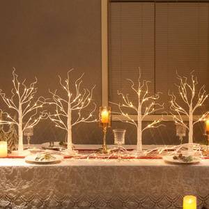 lot 5570 image: Vanthylit Christmas Tree Decorations, White Birch Tree with LED Lights- Set of 4, Warm White Small Tree Lights Battery PoweredUSB, Timer Lighted Tree for Home Wedding Indoor Outdoor Decor (2 FT)