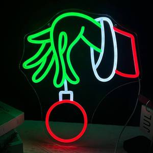 lot 5571 image: Christmas Neon Sign,Merry Christmas LED Decoration Neon Signs for Wall Decor,Dimmable Hand Neon Light,LED Neon Sign