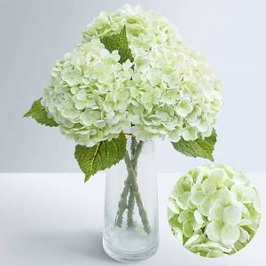 lot 6170 image: Waipfaru 21 Real Touch Hydrangea Artificial Flowers with Long Stem & Leaves, Full Latex Faux Hydrangea Flowers for Home Decor Party Floral Arrangements Wedding Bouquets Centerpieces, Green 3Pcs