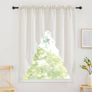lot 6183 image: RYB HOME Window Topper Valances - Flax Linen Curtains Half Privacy Protected Soften Sunlight Sheer Curtains for Kitchen, Living Room, Guest Room, Linen, Wide 36 x Long 63, 2 Pack