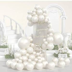 lot 6197 image: Yumiche Pearl White Balloons Double Stuffed Pearl Balloons Arch With Pearl Stickers 5101218 Inch Bridal Shower Balloon Arch Pearl Ivory Balloon Garland For Wedding Birthday Baby Shower Decorations
