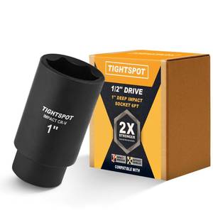 lot 6220 image: TIGHTSPOT 12 Inch Drive 1 Inch Deep Impact Socket with Anti-Rounding 6 Point Design, Heat-Treated CRV Steel
