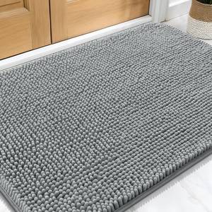 lot 6224 image: OLANLY Dog Door Mat for Muddy Paws 30x20, Absorbs Moisture and Dirt, Absorbent Non-Slip Washable Doormat, Quick Dry Chenille Mud Mat for Dogs, Entry Indoor Entryway Carpet for Inside Floor, Grey