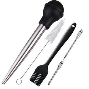 lot 6235 image: Nstezrne Turkey Baster Set of 5, 188 Stainless Steel Turkey Baster Syringe for Cooking, Meat Injector Baster Set&2 Needles&2 Cleaning Basting Brush, Baster for Flavor Meat Poultry, Beef&Chicken Black