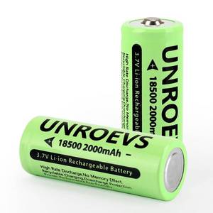lot 6241 image: UNROEVS 2 Packs 18500 Rechargeable Battery with Button Top,3.7V 2000mAh INR 18500 High Capacity Li-ion Battery for Flashlights,Solar Garden Lights. (2, Button Top)