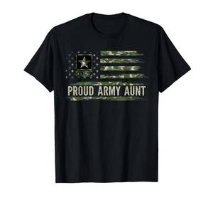 lot 6262 image: Vintage Proud Army Aunt Camo American Flag Veteran Gift T-Shirt size L
