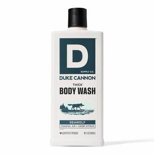 lot 6267 image: Duke Cannon Supply Co. Thick High Viscosity Body Wash �� 3X Thicker, Cleansing Shower and Bath Gel, Mineral-Enriched for Men �� Shower Gel �� Men��s Body Scrub �� Seawolf (18 oz)