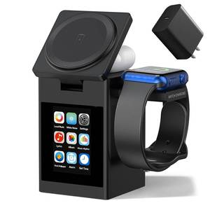 lot 6284 image: Vivilumens 7-in-1 Wireless Charging Station with Bluetooth Speaker Alarm Clock, LCD Touch Screen, Multifunctional 3 in 1 Wireless Charger, 18W Fasting Charging, Gifts for Men Teenage Boys