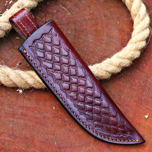 lot 6293 image: SOGO KNIVES Leather Knife Sheath For Belt, Slanted Sheath, Tooled Sheath, Beautiful 8 TO 9 inches Hunting Knife fixed blade Leather Cover 100% Real (TAN)