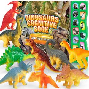 lot 6294 image: Dinosaur Toys,Dinosaur Sound Book with Pack of 12 Toy Figures,Realistic Roars,Interactive Perfect for Kids Dinosaurs Educational Toys for 3 4 5 6Year Old Boys&Girls