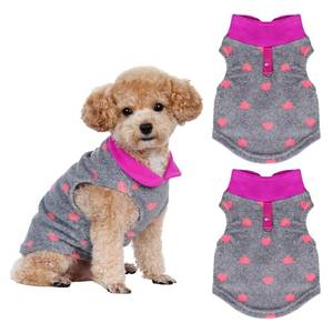 lot 6298 image: Rbenxia 2 Piece Grey Dog Heart Sweater with Leash Ring Soft Fleece Vest Dogs Pullover Warm Jacket Pet Dogs Clothes Winter Dog Outfits for Small Puppy Cat Pets(Small, Heart)