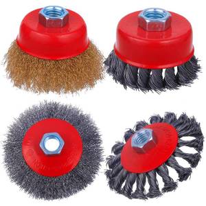 lot 6307 image: SHITIME 4 Inch Wire Wheel Cup Brush Set, Coarse Twisted Knotted Wire Wheel for Angle Grinder, 58 Inch-11 Threaded Arbor, 0.020 Carbon Steel Wire Brush for Grinder, Deep Sanding Heavy Rust, Paint