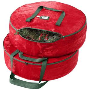 lot 6309 image: URBUNDY Heavy Duty Wreath Storage Bag 24 Inch, 2-Pack - Christmas Wreath Storage Container Red - Waterproof Plastic Material Wreaths Holder Storages - Holds 24 Inch Wreaths For Year Round