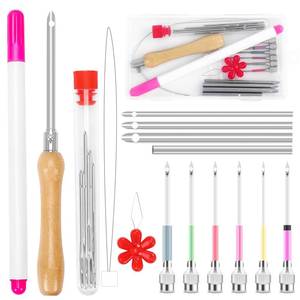 lot 6310 image: AUGSUN 22Pcs Punch Needle Kit, Punch Needle Tool Adjustable Punch Needle Embroidery Kits Wooden Handle Embroidery Pen for Embroidery Floss Cross Stitching Beginner