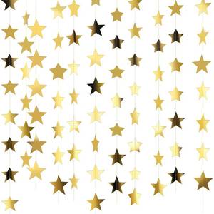 lot 6323 image: Patelai Glitter Star Garland Banner 2026 Party Decor 130 Feet Star Hanging Banner Twinkle Backdrop for Graduation Birthday Classroom Wedding Supplies(Gold)
