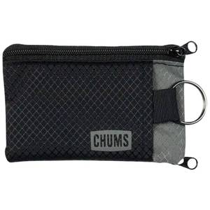 lot 6327 image: Chums Surfshorts Wallet - Lightweight Slim Wallet with RFID Blocking Card & Clear ID Window - Zippered, Water Resistant wKey Ring (BlackGray)