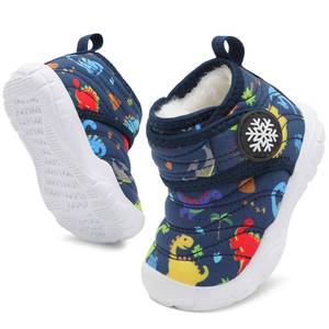 lot 6339 image: BARERUN Baby Girls Boys Classic Ankle Boots Faux Fur Lined Toddler Baby Snow Boots Winter Shoes Boys Girls Cold Weather Baby Faux Fur Shoes Blue Toddler Shoe Size 9