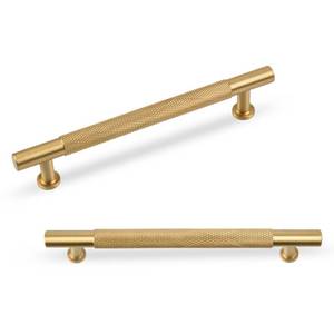 lot 6363 image: AQKKNY 5 Pack Brushed Gold Solid Brass Cabinet Handles,Kitchen Drawer Pulls, 5 Inches Furniture Door Handles for Cupboard Bedroom Wardrobe(Modern Reticulation)