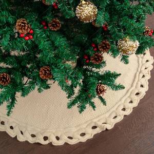 lot 6367 image: Mr. Pen- Christmas Tree Skirt 24 inches, Cream Knitted Christmas Skirt Tree, Xmas Tree Skirt