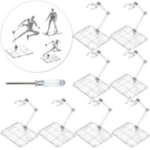 lot 6379 image: XISTEST Action Figure Stand, 8 PCS Assembly Action Figure Display Holder Base Doll Model Support Stand Compatible with HG RG SD SHF Gundam 1144 Toy with Screwdriver Transparent
