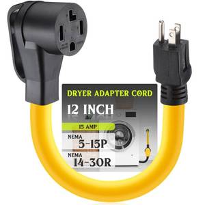 lot 6389 image: Kanayu 1 FT 5-15P to 14-30R 15amp Dryer Adapter Cord Compatible Female Power Adapter 15 Amp 3 Prong Female Receptacle Only for 120v Device Ev Power Cord
