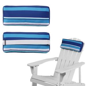 lot 7344 image: Rasugarlary Chaise Lounge Head Pillow, 2 Pack Outdoor Lounge Chair Pillows with Elastic Strap Water Resistant Lounge Head Resting Pillows for Recliner Patio Beach Pool Office Chair(Blue Stripes)