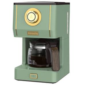 lot 7347 image: Amaste Drip Coffee Maker, Coffee Machine with 25 Oz Glass Coffee Pot, Retro Style Coffee Maker with Reusable Filter & Three Brewing Modes, 30minute-Warm-Keeping, Matcha Green